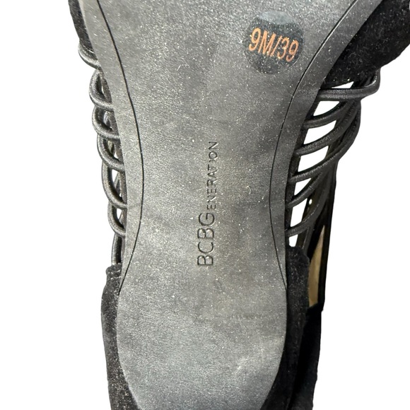 BCBGeneration Caliko Black Suede Stiletto Cage Heels Strappy Pumps Womens Size 9 - Picture 9 of 11